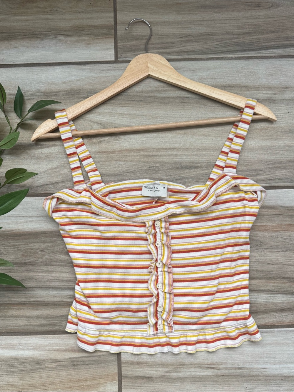 Dress Forum Striped Ruffle Crop Tank Top Large Retro Y2K style